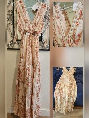 Ananta Bohemian-style cutout maxi dress S/M NWT